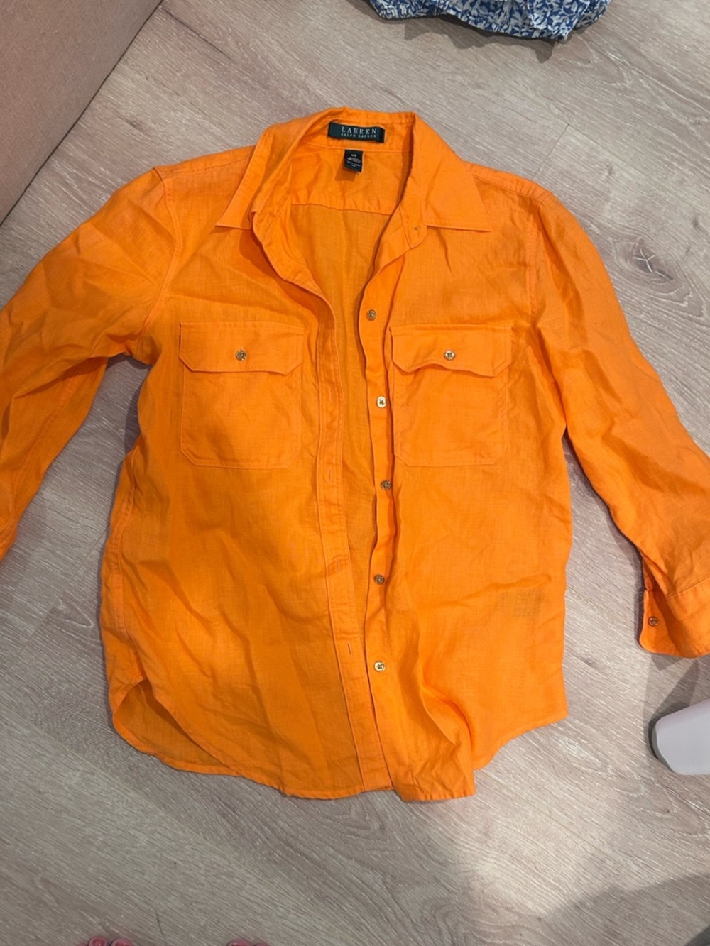 Ralph Lauren Orange Linen Women’s XS button up Shirt